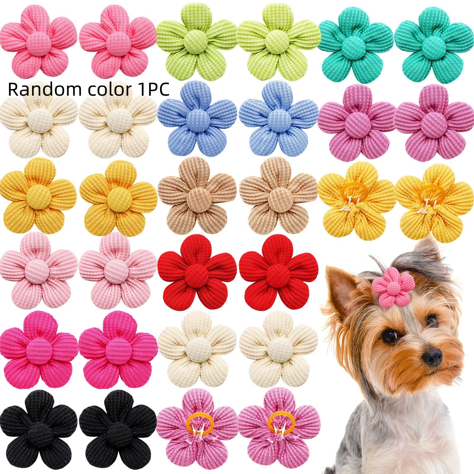 Pet Headdress Flower Spring Flower Solid Color Headdress Flower Dog Cat Accessories